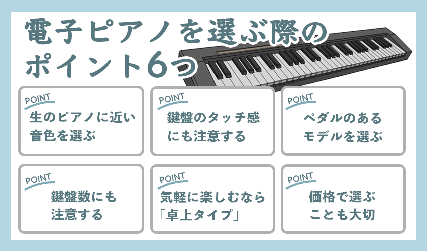 電子ピアノを選ぶ際のポイント6つ